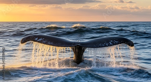 Whale tail at sunrise.