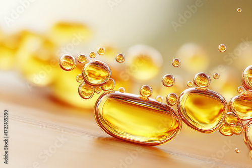 A close-up of shiny gold bubbles