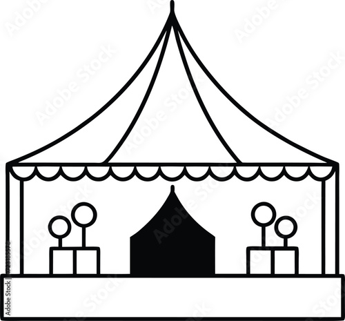 rooftop cultural festival stage line art