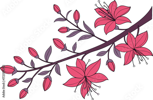 Cardinal Flower Botanical Illustration. Elegant Red Cardinal Flower Artwork. Realistic Cardinal Flower Nature Design. Decorative Cardinal Flower Floral Artwork. Isolated Cardinal Flower Plant Drawing