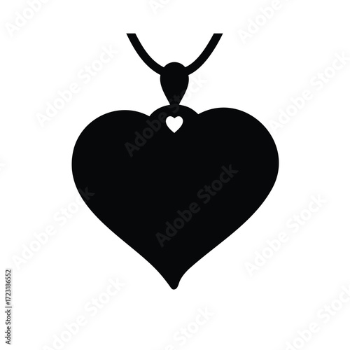 Silhouette of a heartshaped pendant necklace with a smaller heart cutout