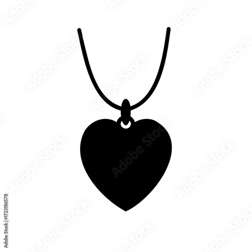 A beautiful heart pendant necklace silhouetted against a white background art design