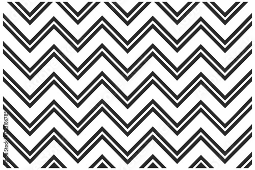 Black and white double chevron zigzag pattern on a white background Keywords: pattern, zigzag, chevron, geometric, abstract, design, background