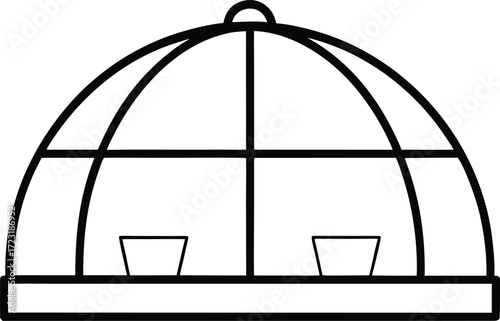rooftop glass igloo dining pods line art