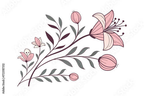 Elegant Floral Wedding Invitation Template with Watercolor Flowers