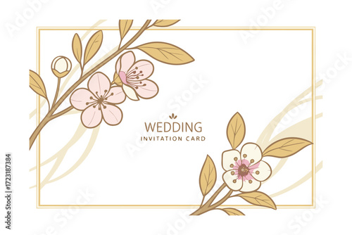Vintage Watercolor Wedding Invitation Card with Elegant Floral Design