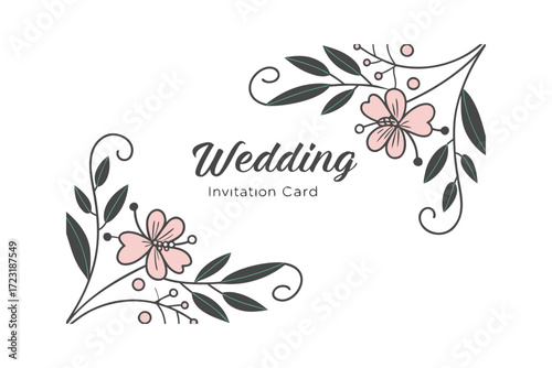 Elegant Floral Wedding Invitation Template with Watercolor Flowers