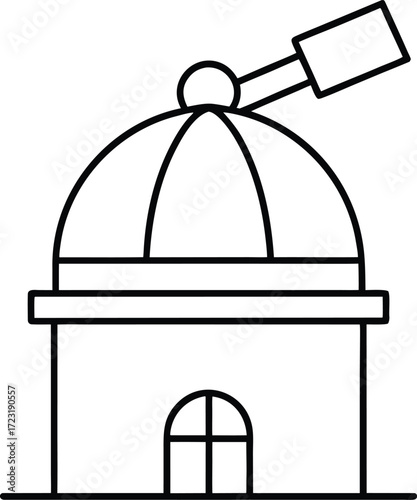 rooftop observatory with telescope dome line art