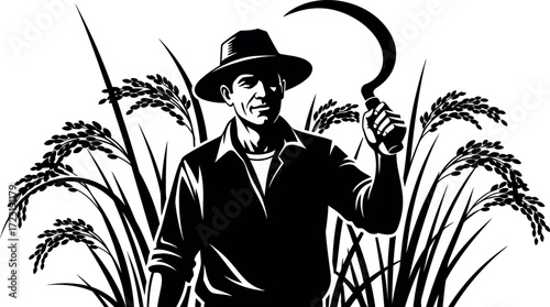 A man in a hat and a canel with rice high quality stock photo background perfect for creative commercial and editorial use.