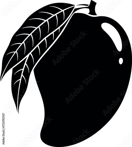 A black and white silhouette of a mango high quality stock photo background perfect for creative commercial and editorial use.