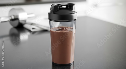 Chocolate shake indoors.