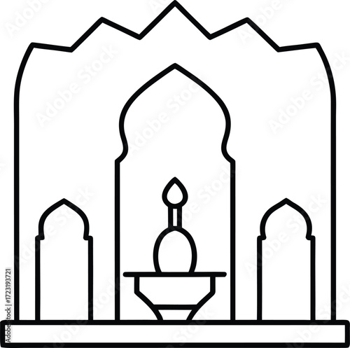 moroccan riad courtyard single line design