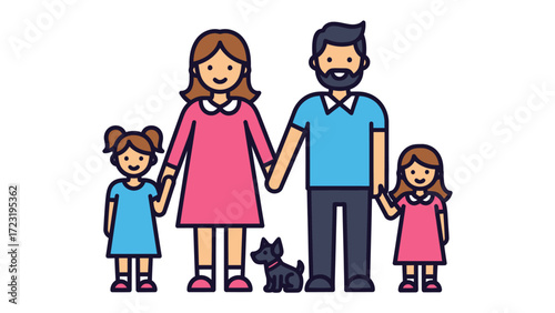 Happy Family Together: A heartwarming illustration of a family's bond, showcasing the love and connection between parents and their children, symbolising togetherness and the beauty of family life.