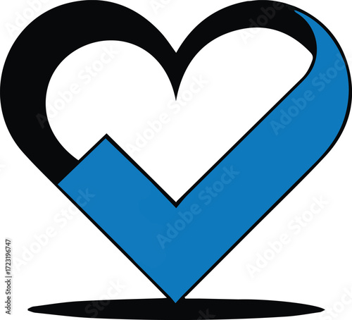 Vector art of heart check mark logo for health and approval