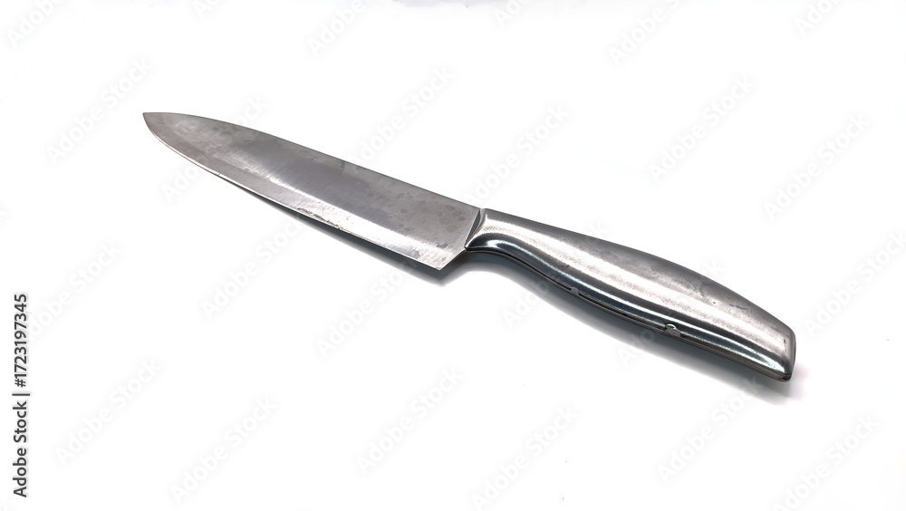 Fototapeta premium sharp metal knife isolated on white background
