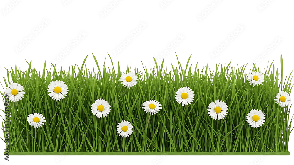 Green grass with white daisies
