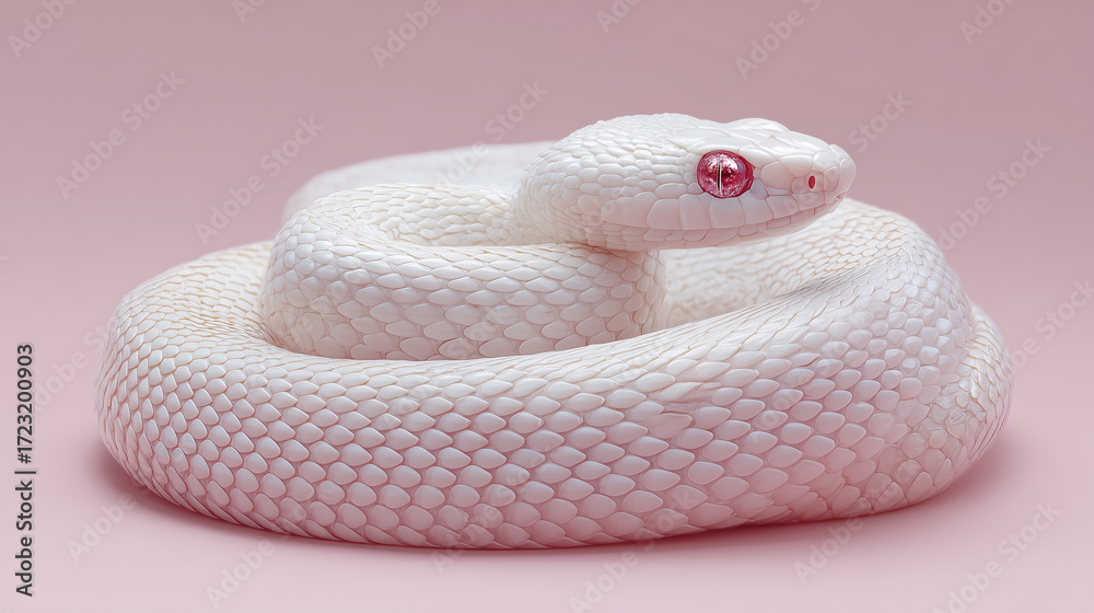 Fototapeta premium Exotic White Albino Snake Macro
