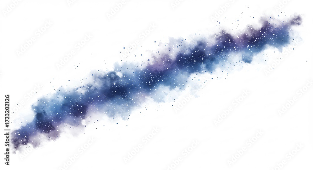 Obraz premium 水彩宇宙雲 美しく輝く青紫の星雲 幻想的空間表現. AI Generated