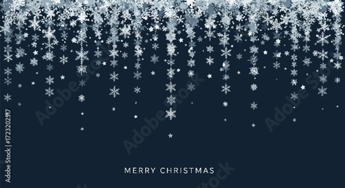 Stunning winter snowfall cascade with sparkling snowflakes and stars creating a magical festive holiday background for your designs