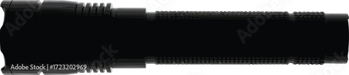 Powerful black tactical flashlight isolated on for security and exploration vector