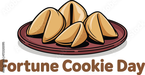 Plate of fortune cookies with a message of good luck and future prediction