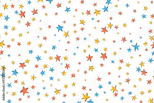 Color stars confetti background. Splash effect banner. Vector abstract illustration with blurred drops of rain for wallpaper, wrapping paper, backdrop, poster, card etc.