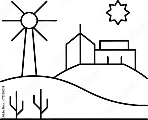 continuous line design futuristic renewable energy