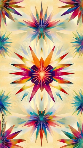 Colorful flower pattern with a yellow background