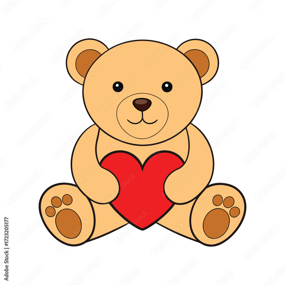 Fototapeta premium Adorable Teddy Bear Holding a Heart Perfect for Valentine's Day