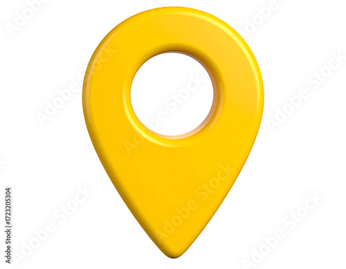 A vibrant yellow location pin icon symbolizing navigation and mapping in a digital context.