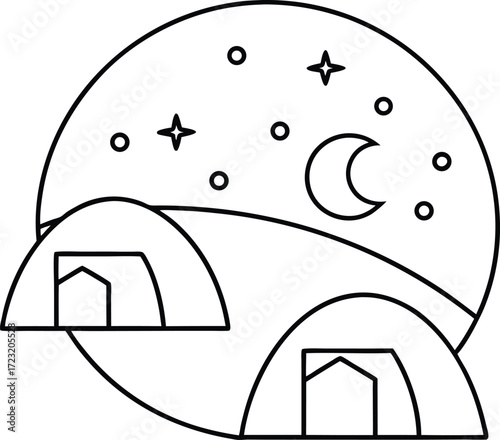 continuous line sketch futuristic moon mining base