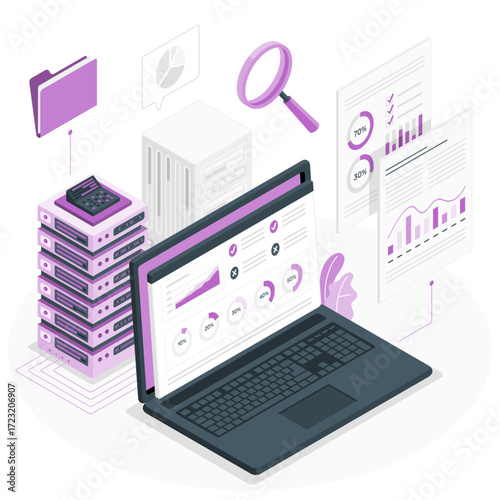 Data extraction Isometric Illustrations
