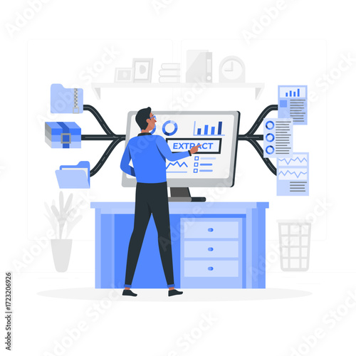 Data extraction Flat Illustrations
