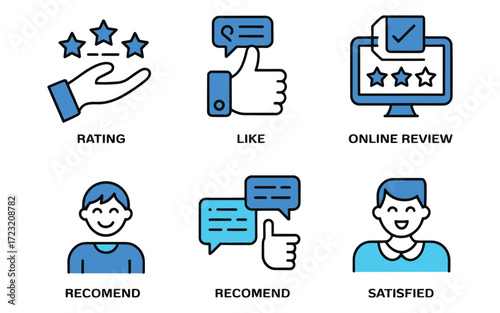 Customer feedback icons rating like online review recommendation satisfaction