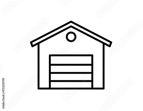 Simple black outline drawing of a garage