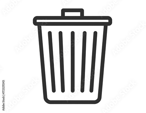 Simple black outline drawing of a trash can