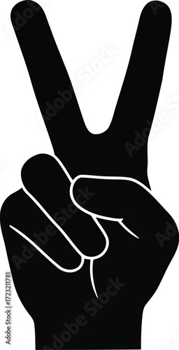 Hand gestures peace symbol victory sign black silhouette isolated vector