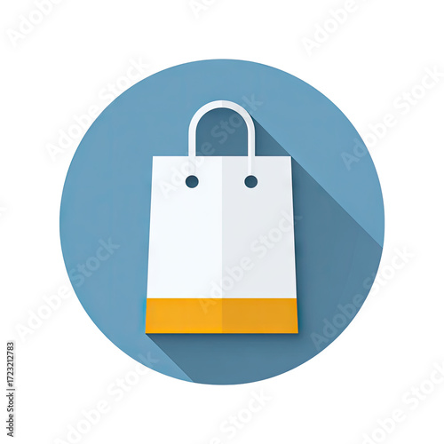 Flat icon of a shopping bag in a circle