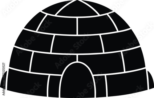 One line aerial sketch of arctic igloo survival camp illustration on transparent