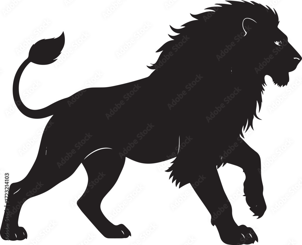 Obraz premium Wild Lion Silhouette Vector Illustration