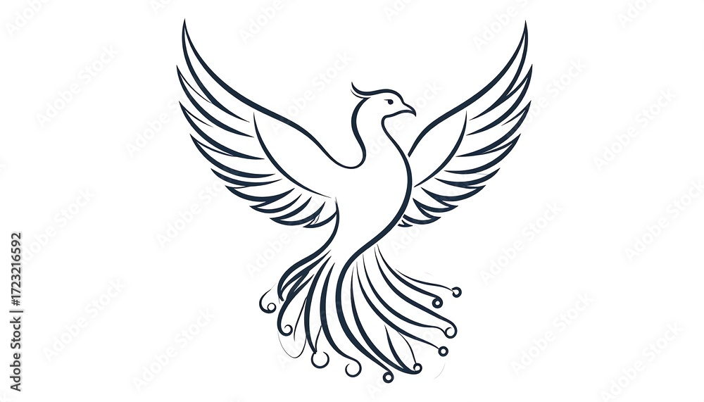 Obraz premium Elegant line art of a flying bird