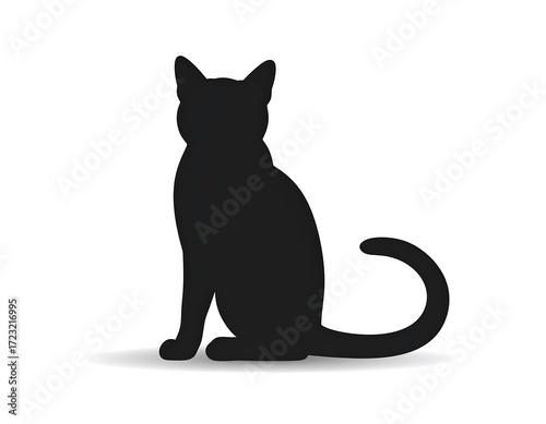 Simple black silhouette of a seated cat