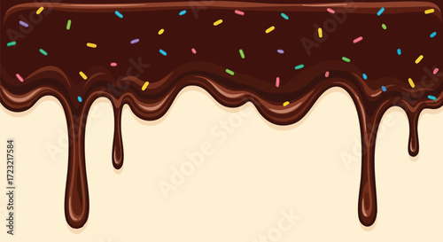 Delicious dripping chocolate with colorful sprinkles creates a sweet and tempting design element for dessert themed projects and mouthwatering creations