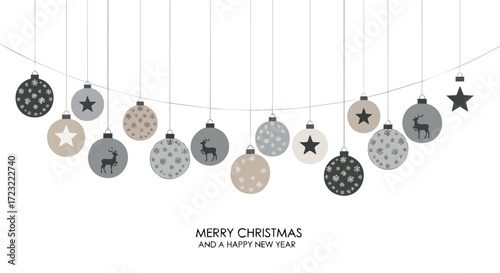 Elegant Christmas ornaments hanging gracefully for holiday cheer and festive celebration with modern neutral tones for stylish seasonal designs
