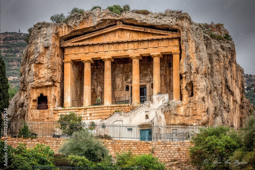 Fototapeta premium Ancient temple carved into a hillside