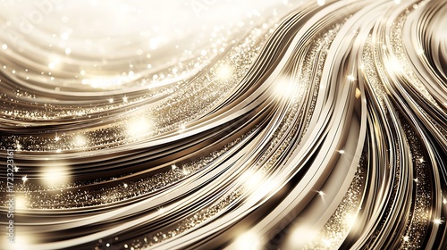 Golden wave with holiday sparkle captured on DSLR, 85mm lens, close focus highlighting glowing details