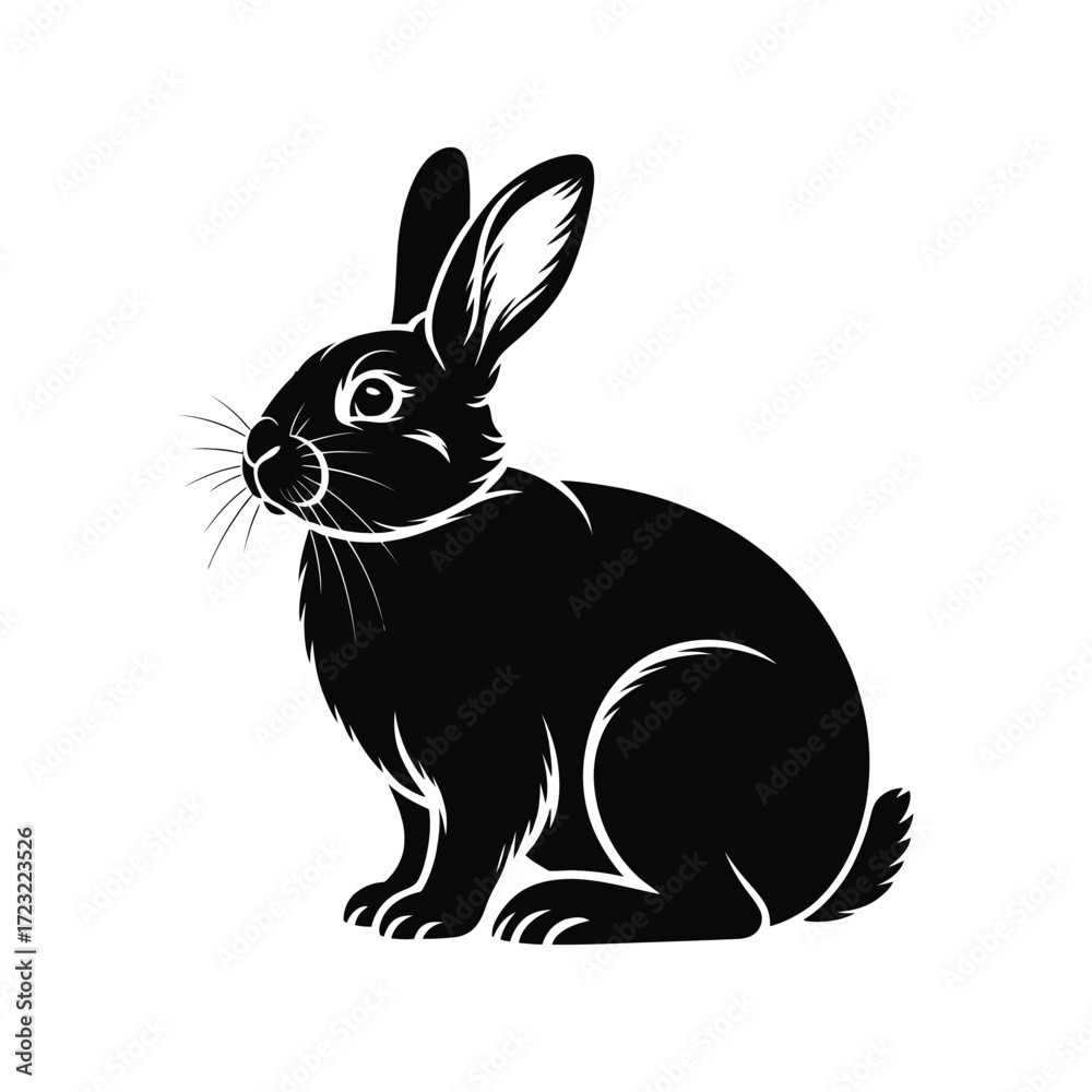 Obraz premium Elegant Rabbit Silhouette Illustration Black Vector Design A Captivating Depiction of Wildlife Artistry in a Timeless Style for Various Creative Projects