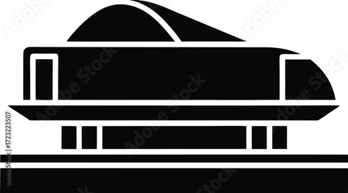 futuristic intercity hyperloop station line art illustration on transparent