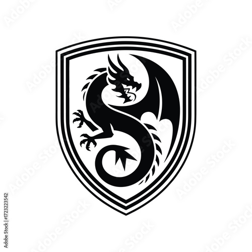 Intricate Dragon Silhouette Illustration Black Vector Design A Detailed Depiction of a Mythical Beast for Decorative and Symbolic Representations