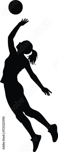 Volleyball player silhouette jump serve action dynamic sport vector